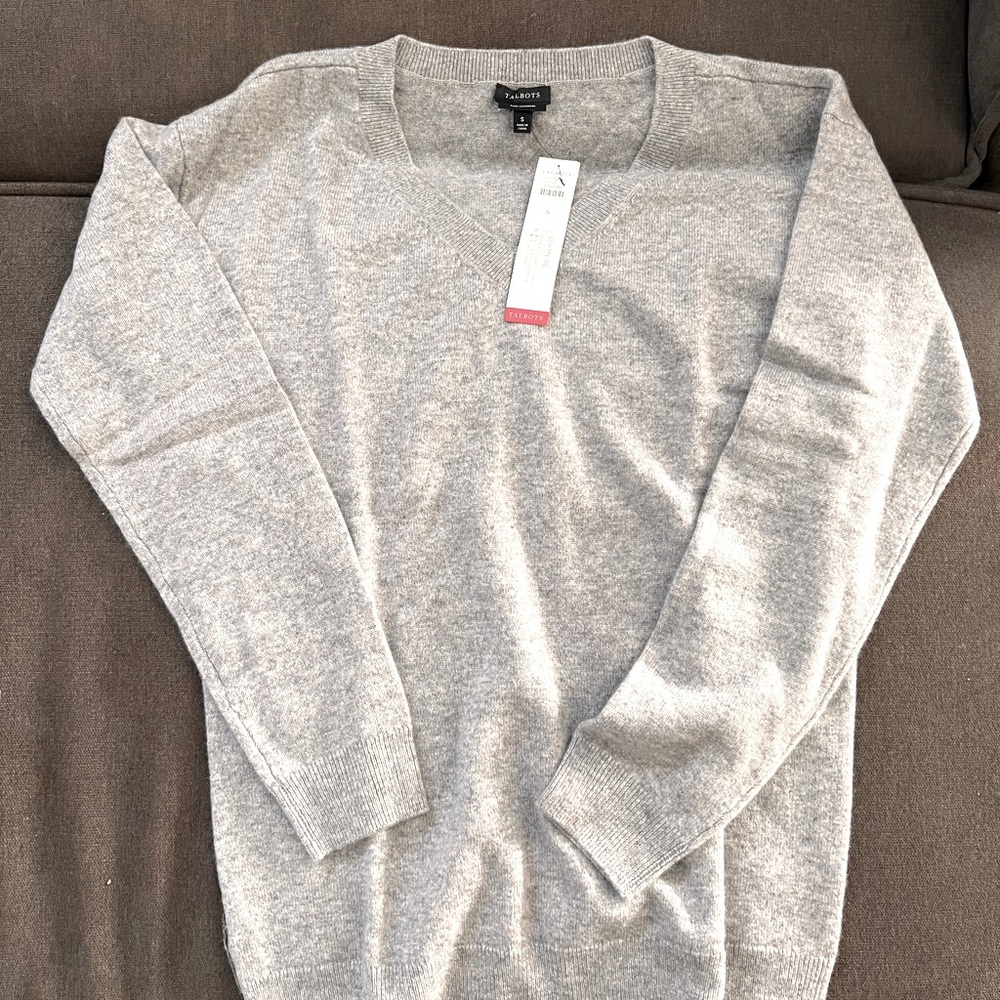 Talbots Cashmere sweater light gray size small